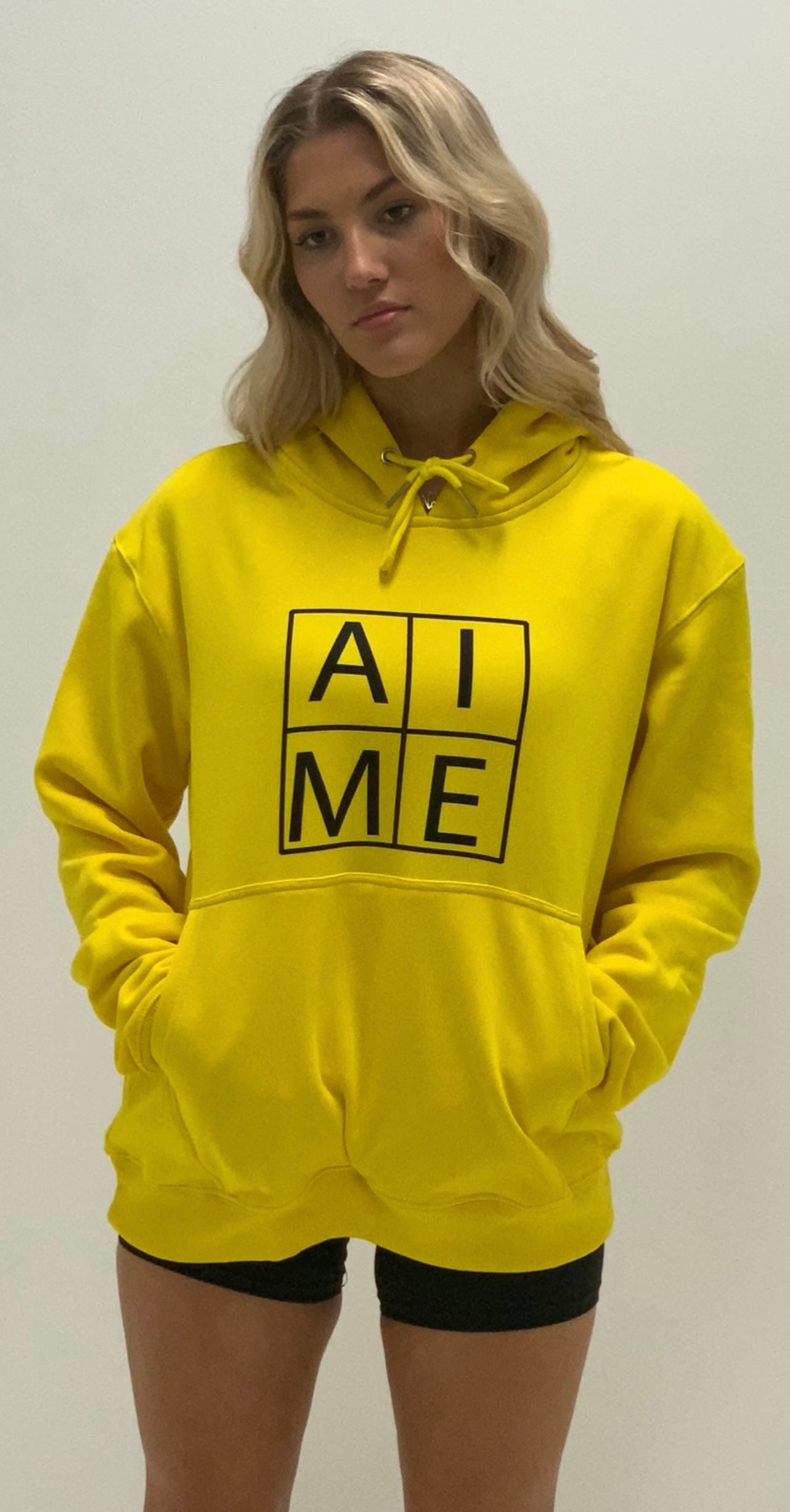 Ladies Yellow Boxy Hoodie Regular
