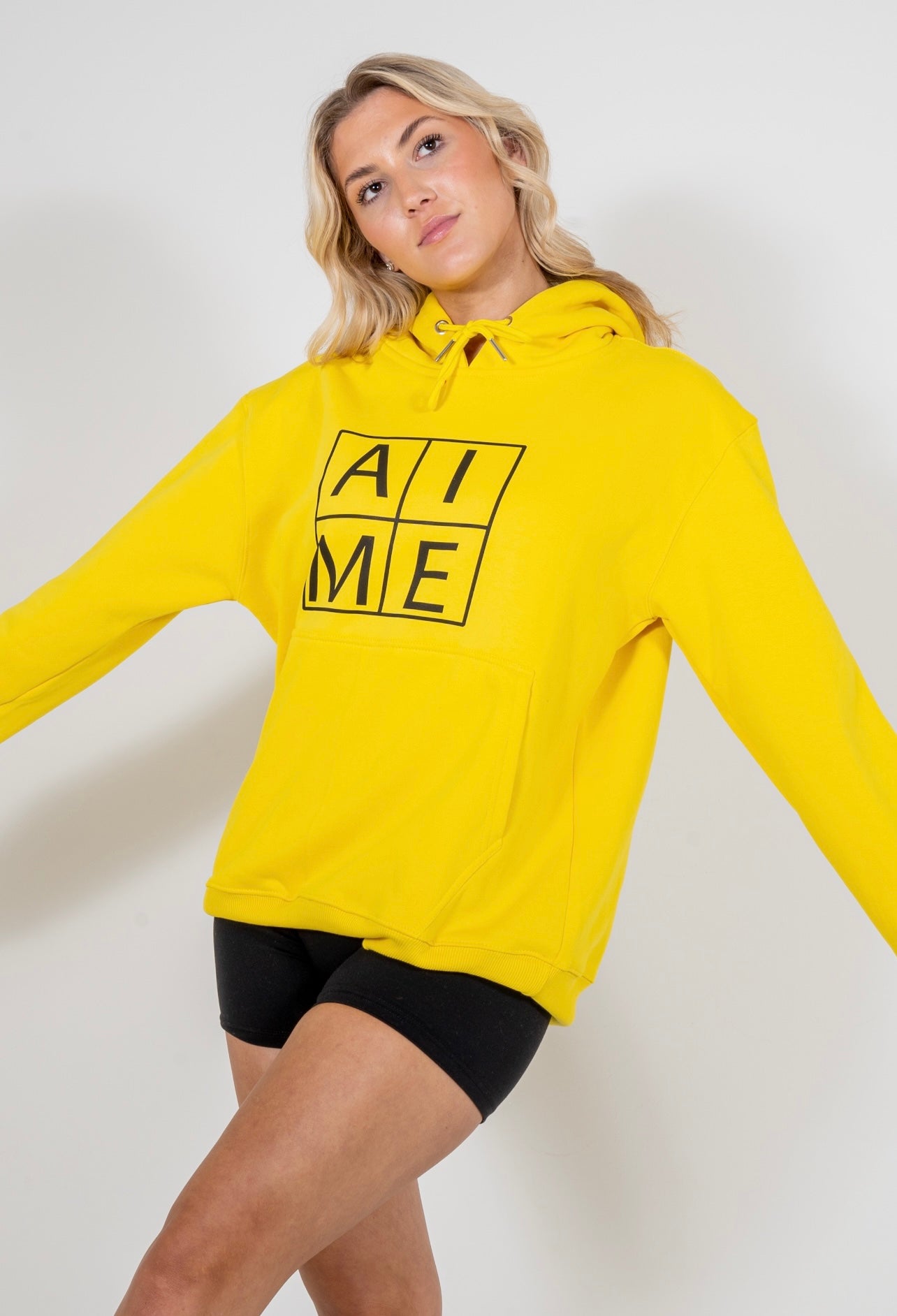 Ladies Yellow Boxy Hoodie Regular