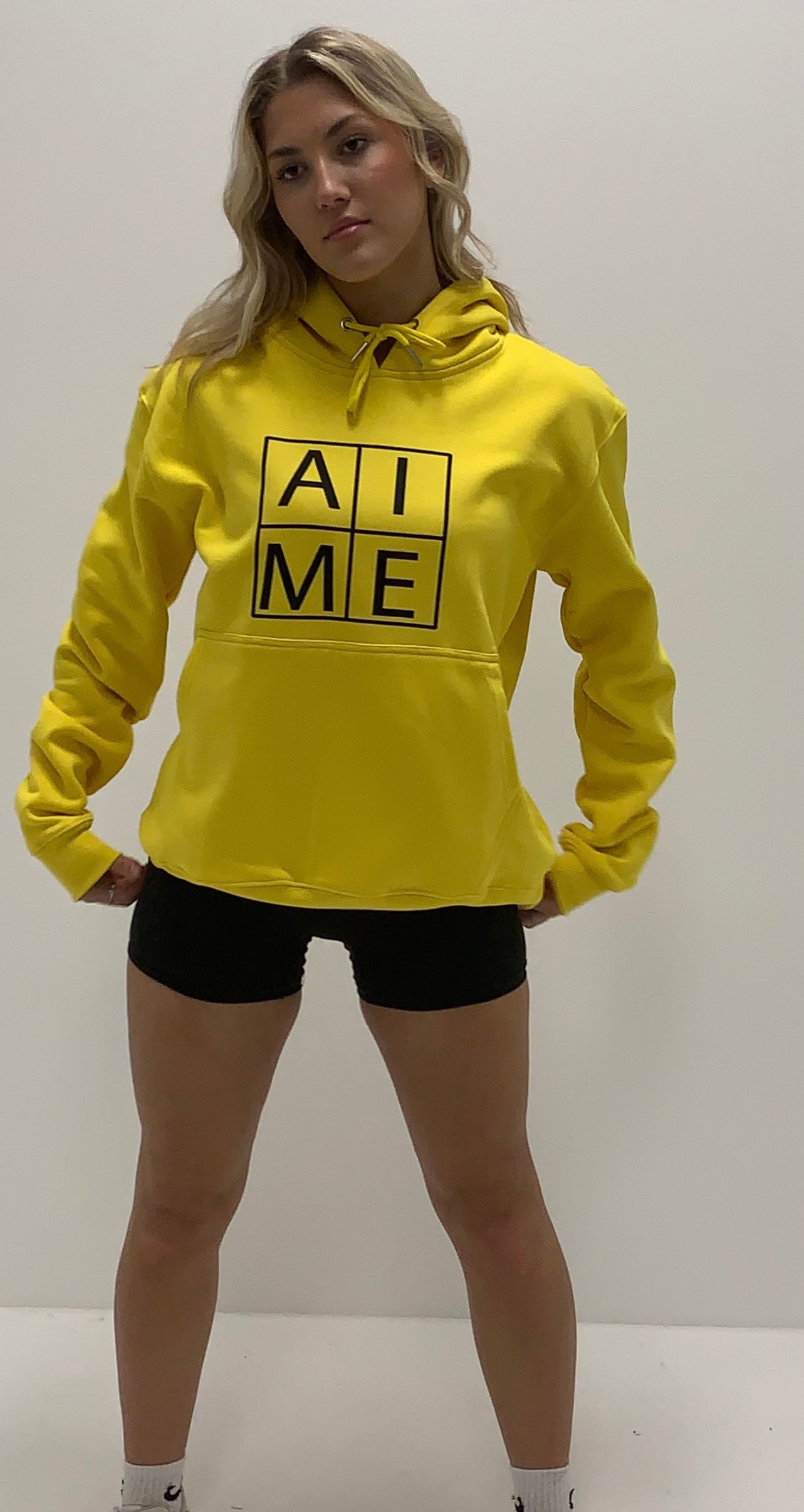 Ladies Yellow Boxy Hoodie Regular