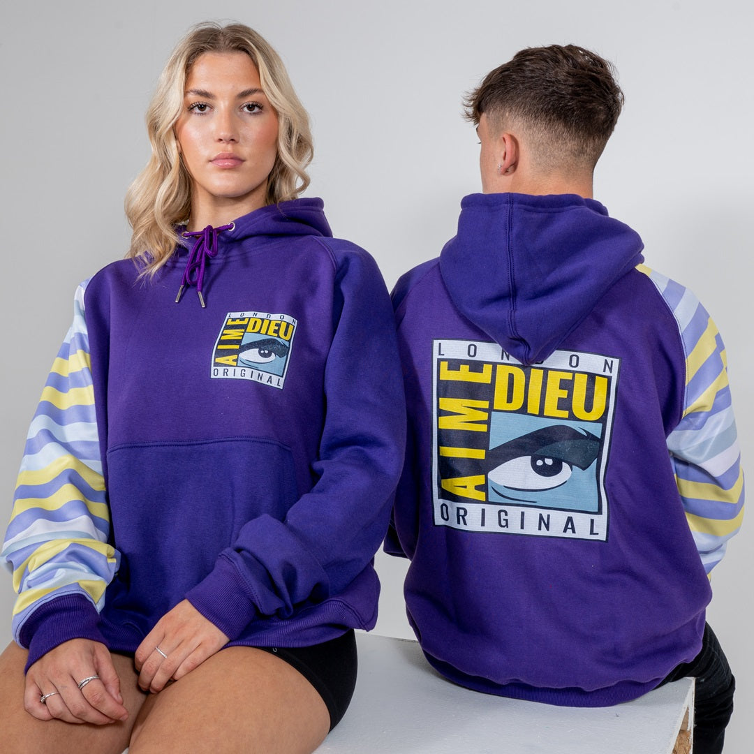 AIME DIEU Purple Hoodie | Cool Pop Art Hoodie