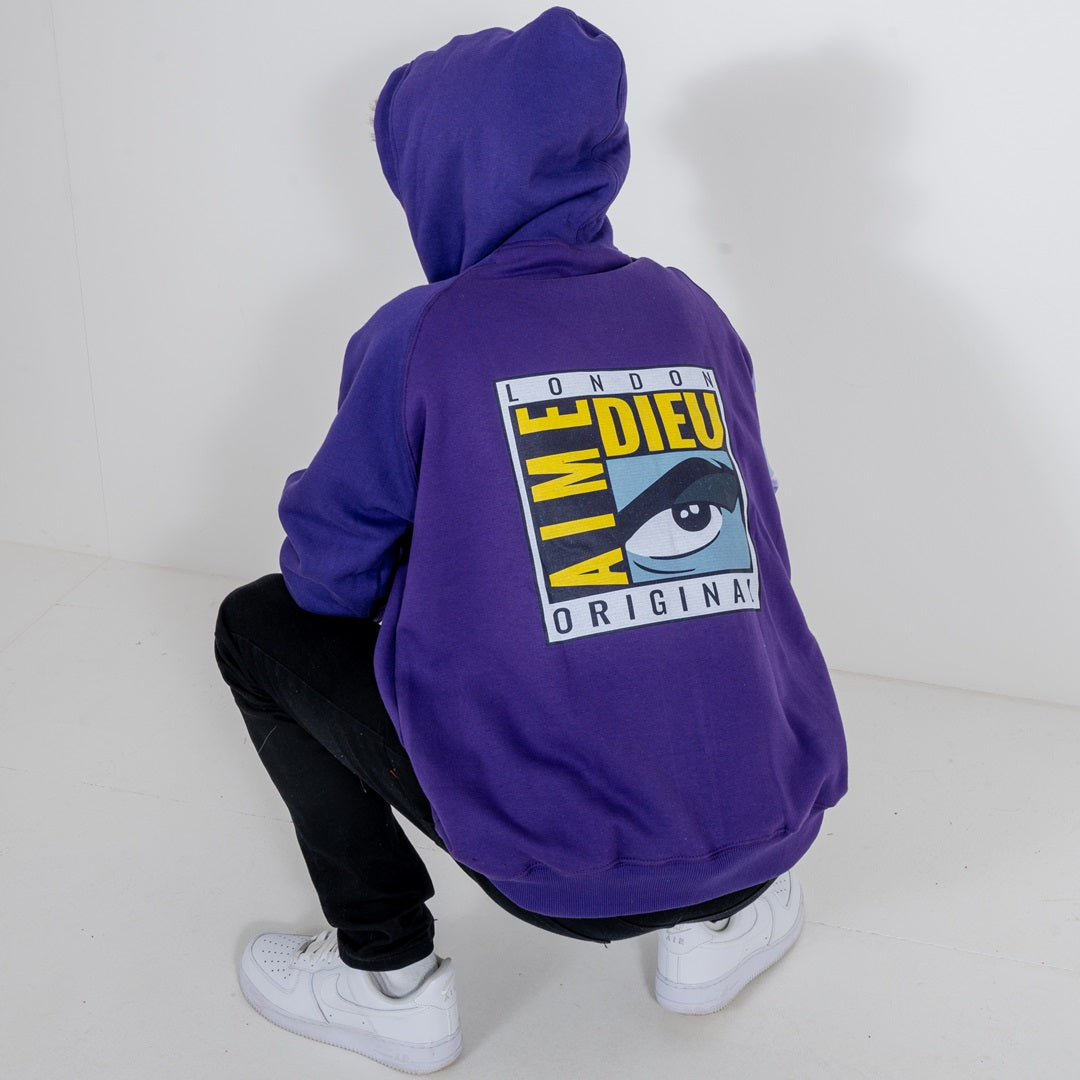 AIME DIEU Purple Hoodie | Cool Pop Art Hoodie