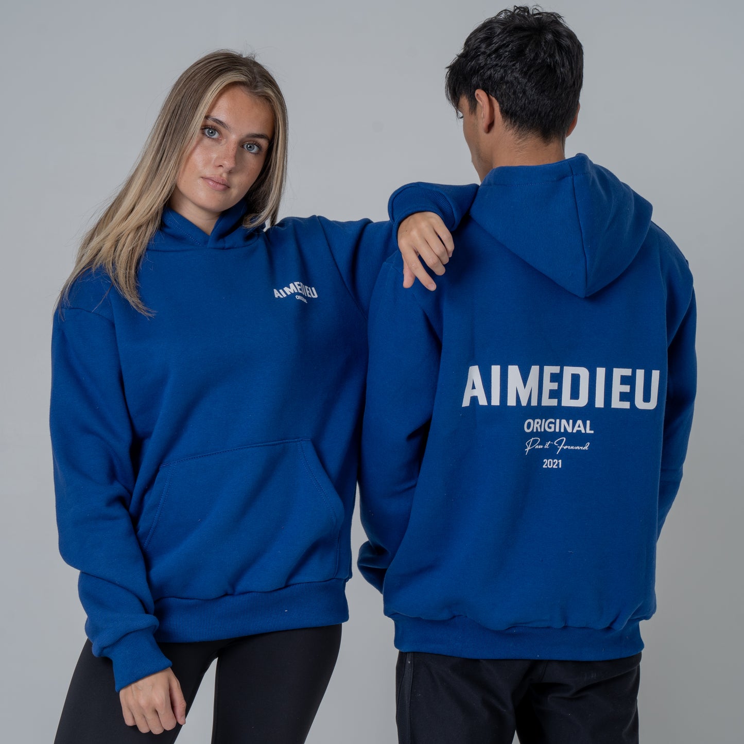 Aime Dieu Royal Blue Hoodie - Classic Regular Hoodies