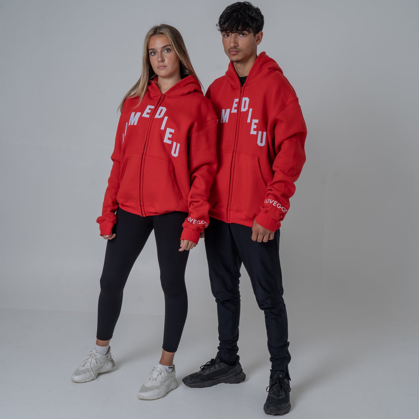 Aime Dieu Essentials Zip Up Hoodie - Duffer Style Zip Top Red