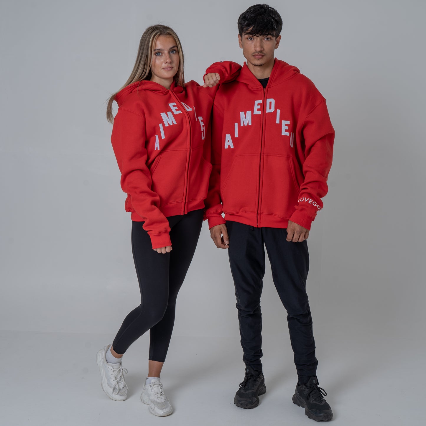 Aime Dieu Essentials Zip Up Hoodie - Duffer Style Zip Top Red