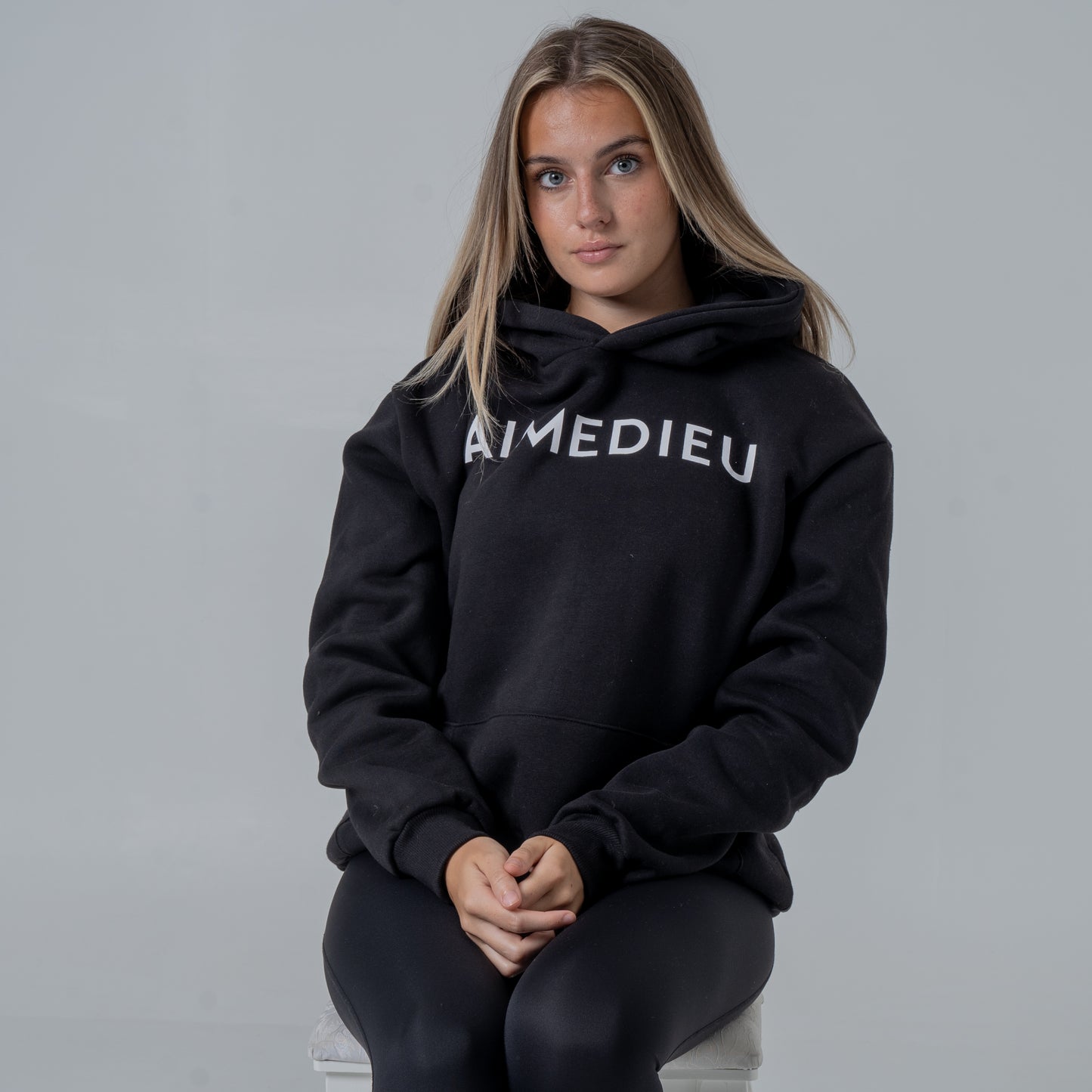 Aime Dieu Black Oversized Hoodie - Essentials Hoodie Oversized