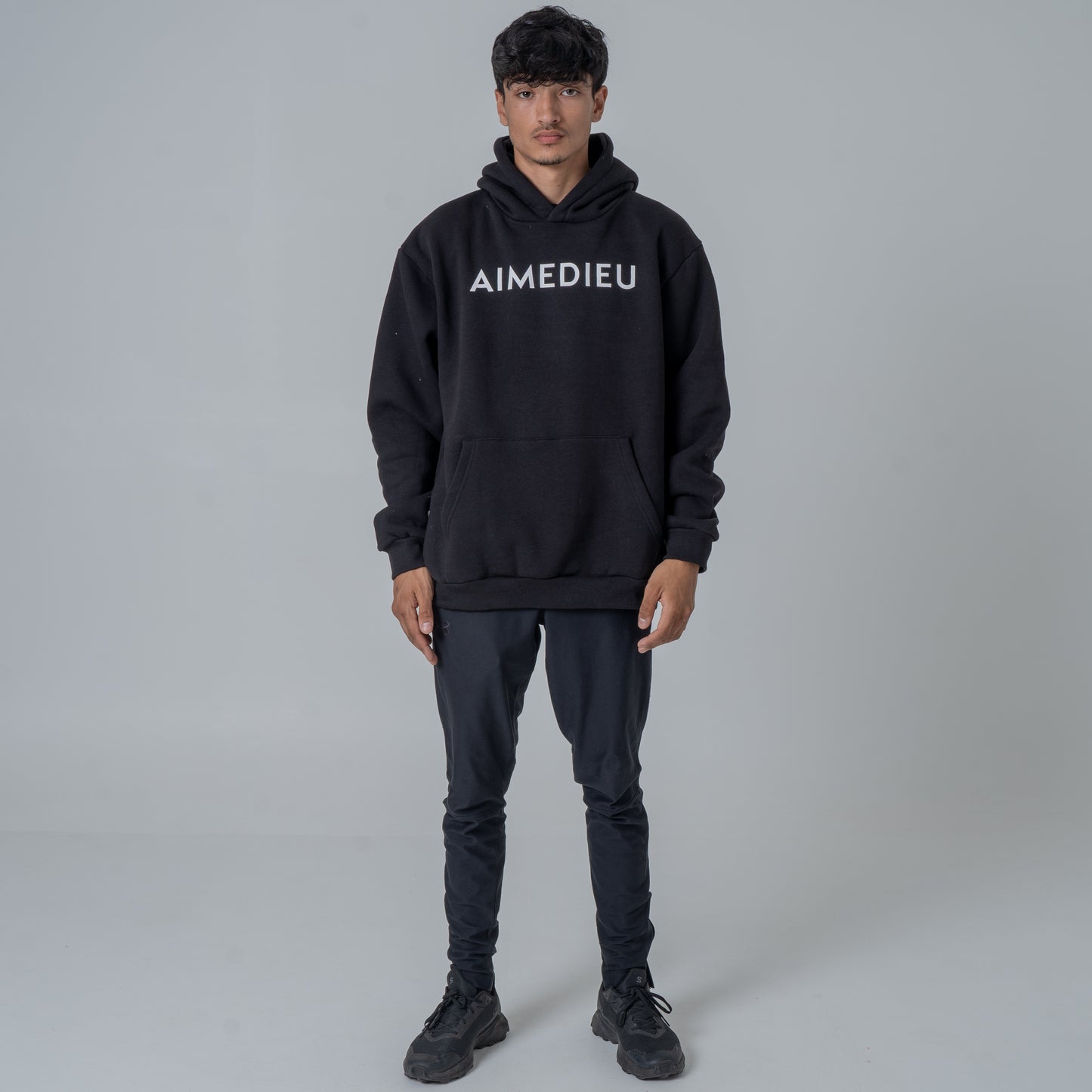 Aime Dieu Black Oversized Hoodie - Essentials Hoodie Oversized