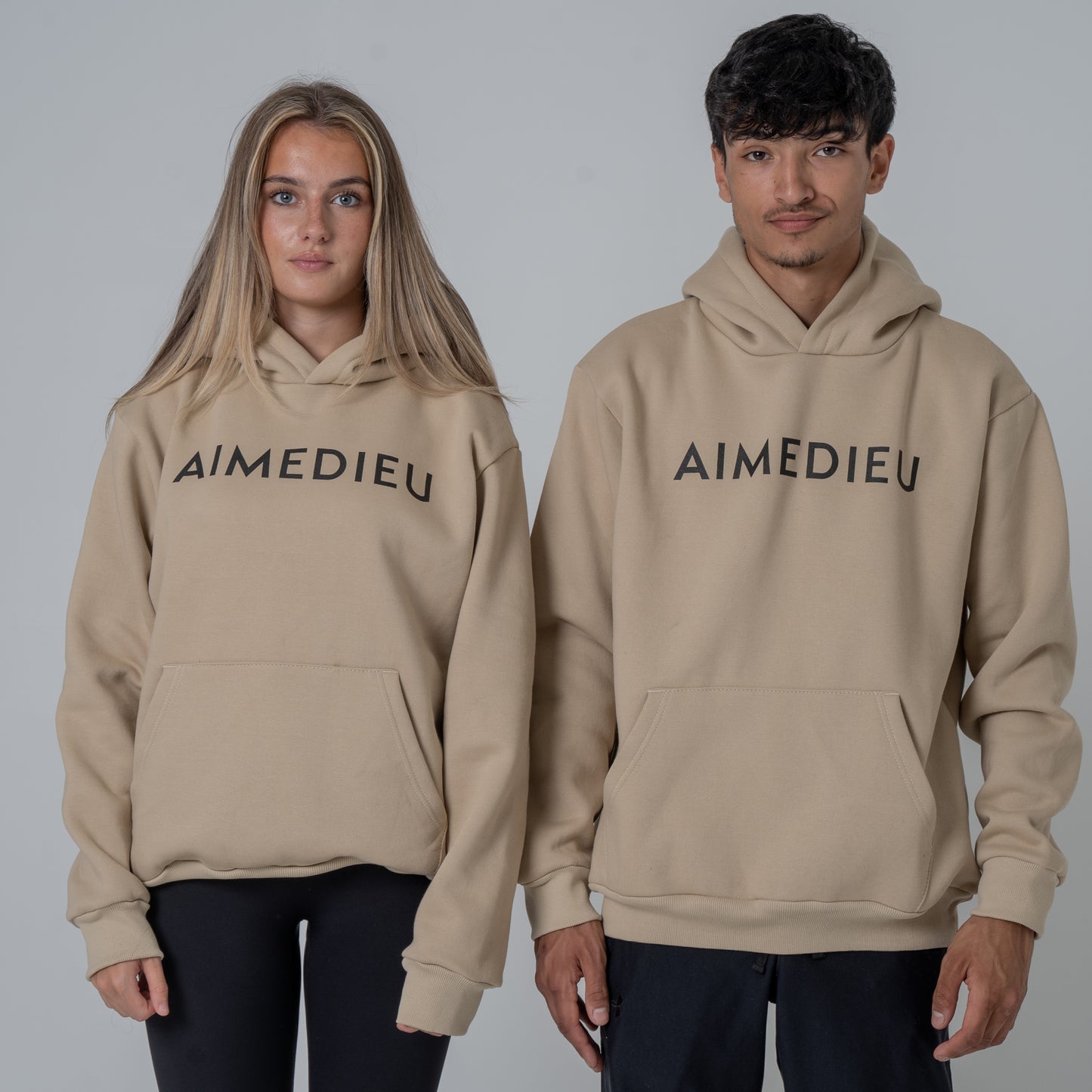 Aime Dieu Light Brown Essential Hoodie - Oversized Hoodie