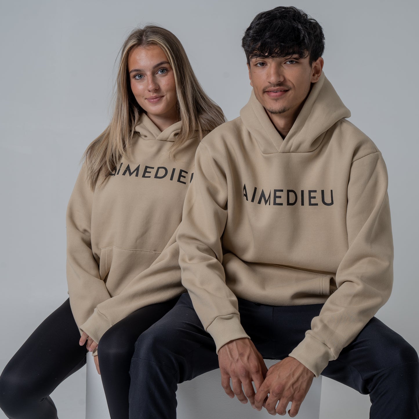 Aime Dieu Light Brown Essential Hoodie - Oversized Hoodie