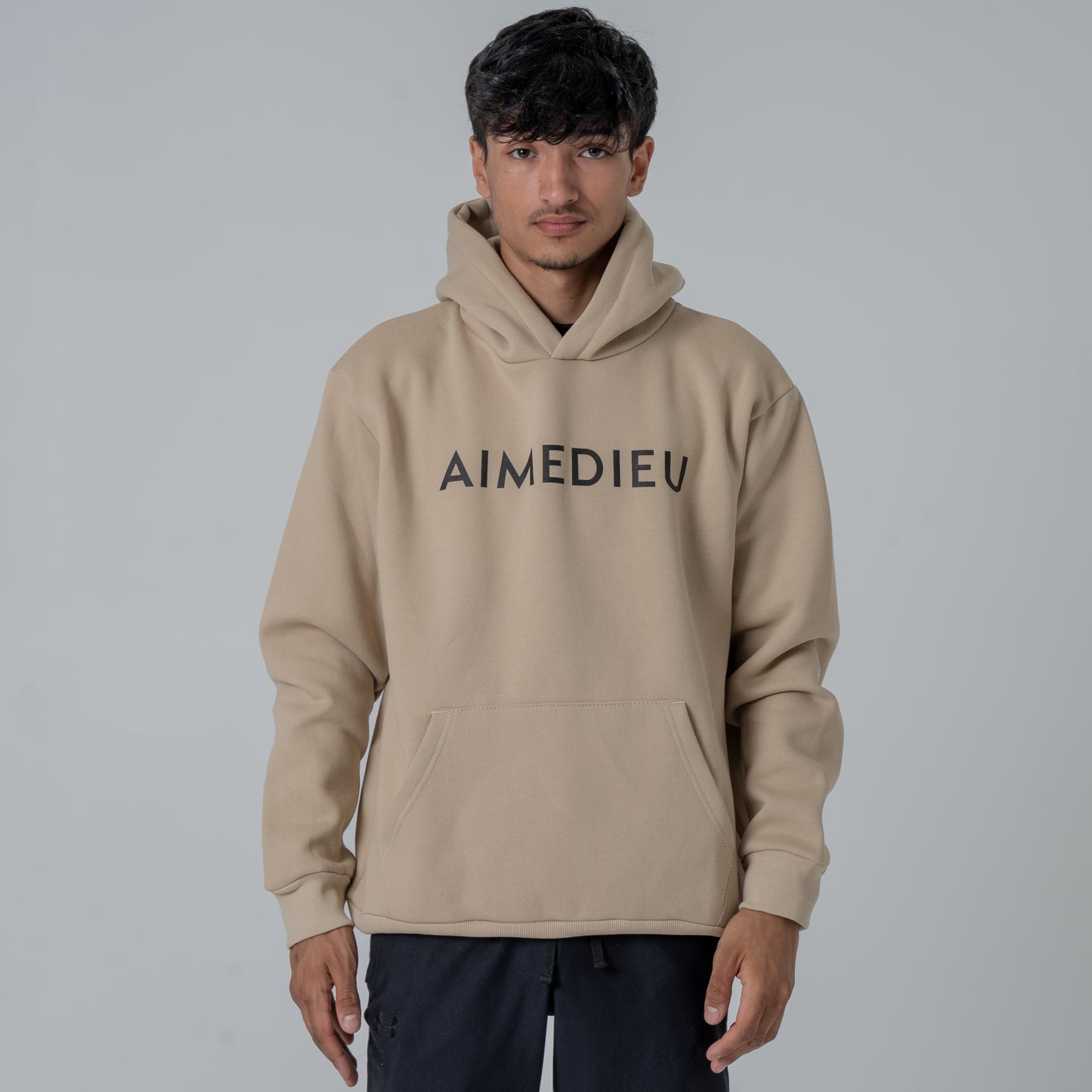 Aime Dieu Light Brown Essential Hoodie - Oversized Hoodie