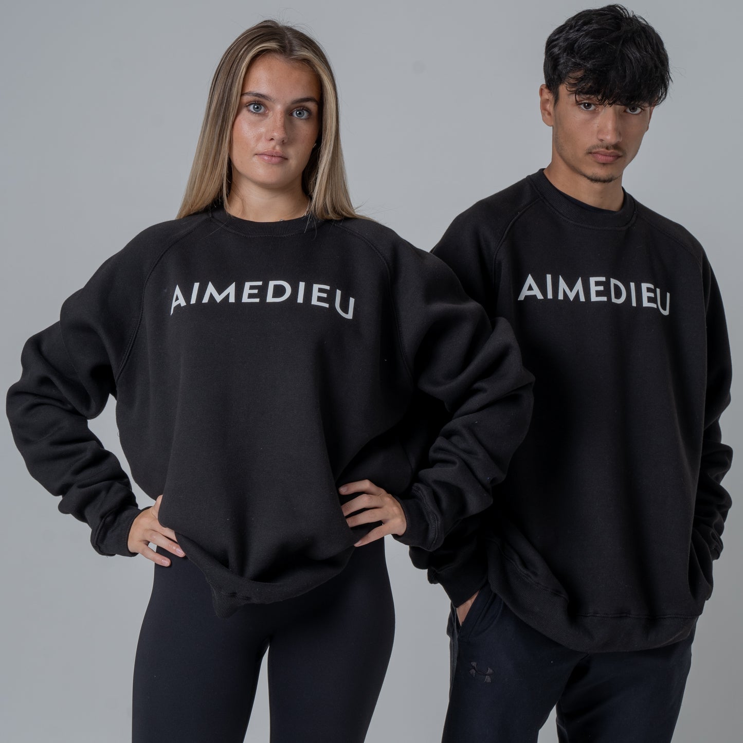 Aime Dieu Essential Sweatshirt - Black Oversized Sweats